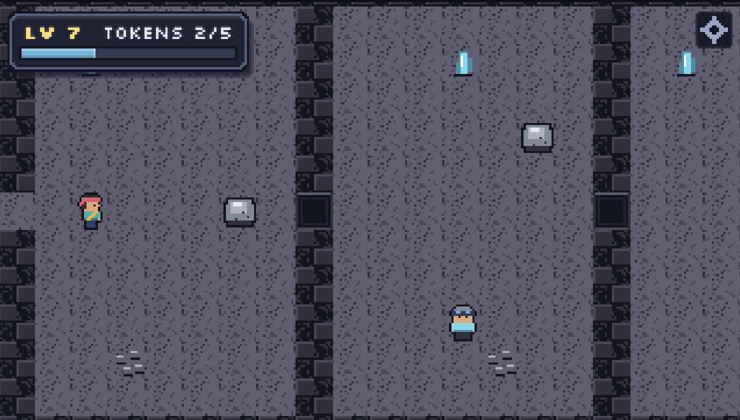 Walking through a dim cave passage between regions