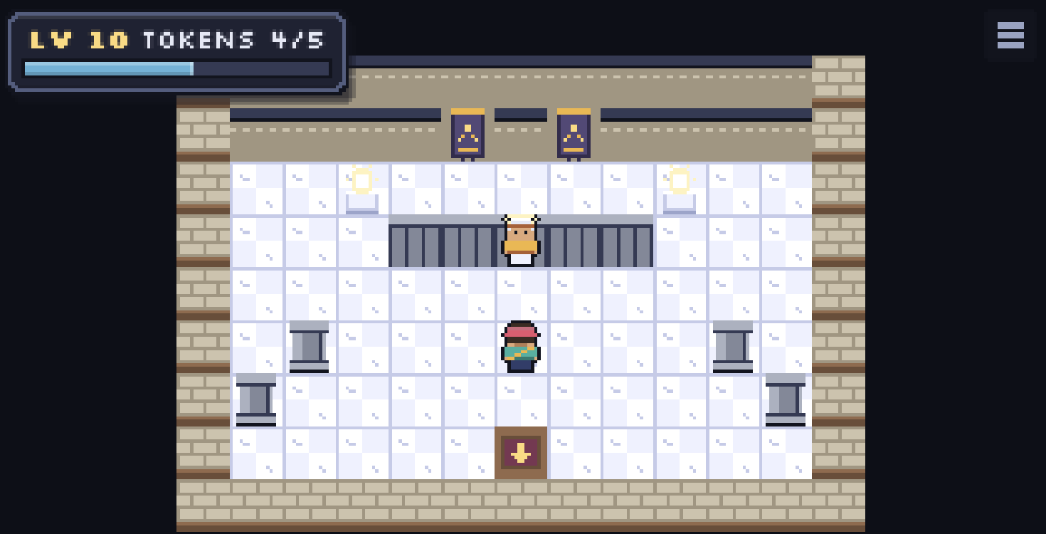 A boulder puzzle room inside one of the game's halls